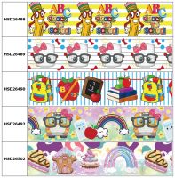 ♙ 10yard Colorful School Unicorn Easter Cartoon Grosgrain Ribbon Accessory Hairbow Headwear Decoration DIY Wholesale OEM 38MM 75MM