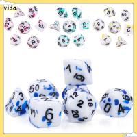 VJDA 7Pcs/Set ของขวัญ สำหรับ TRPG DND หลากสี ของเล่นเพื่อความบันเทิงยามว่าง อุปกรณ์เสริมเกม ชุดลูกเต๋า เกมกระดาน