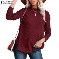 COD dhdfxcz ZANZEA Women Fashion Daily Leisure O-Neck Waffle Long Sleeve Knitted Blouses