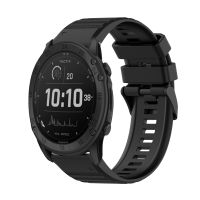 สำหรับ Garmin Tactix Delta 26มม. สายนาฬิกาข้อมือซิลิโคนเนื้อแนวนอนพร้อมอุปกรณ์กำจัด (สีดำ)