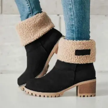 Fur ankle sales boots womens