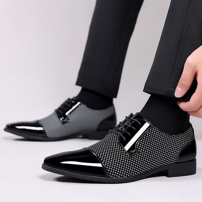 Dress Shoes For Men Oxfords Patent Leather Shoes Trending Classic Men Lace Up Formal Black Leather Wedding Party Shoes