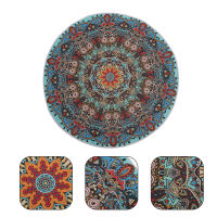 Boho Round Rug Washable Round Floor Rug Soft Circle Bedroom Rug พรมวงกลมสีสันสดใส