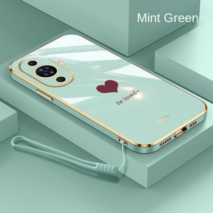 ฟรีสายคล้อง-huawei-nova-11-pro-เคสตะเข็บขอบตรง-y71-11i-y91เคสนิ่มรูปหัวใจเคส-tpu-ชุบมีสไตล์