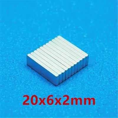 10pcs/lot F 20x6x2 mm N52 N35 Strong Square NdFeB Rare Earth Magnet 20x6x2 mm Neodymium Magnets 20mm x 6mm x 2mm