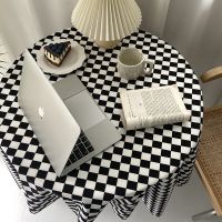 Ins Checkerboard Tablecloth Home Dining Table Cloth Cafe Restaurant Checkered Table Cover Simple Decor Background Cloth Desk Mat