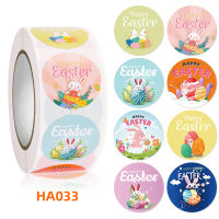 500pcsroll Happy Easter Kawaii Rabbit Stickers "Thank You" Sticker Self-adhesive Label Packing Sealing Tag Festive Decoration