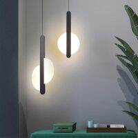 Nordic bedside pendant lamp long line lamp luxury black minimalist background wall bedroom pendant lamp decoration