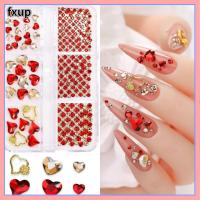 FXUP ตกแต่งศิลปะเล็บหรูหราเพชรอัญมณี Rhinestones รูปหัวใจหลังแบนเพชรเล็บเพชรศิลปะ