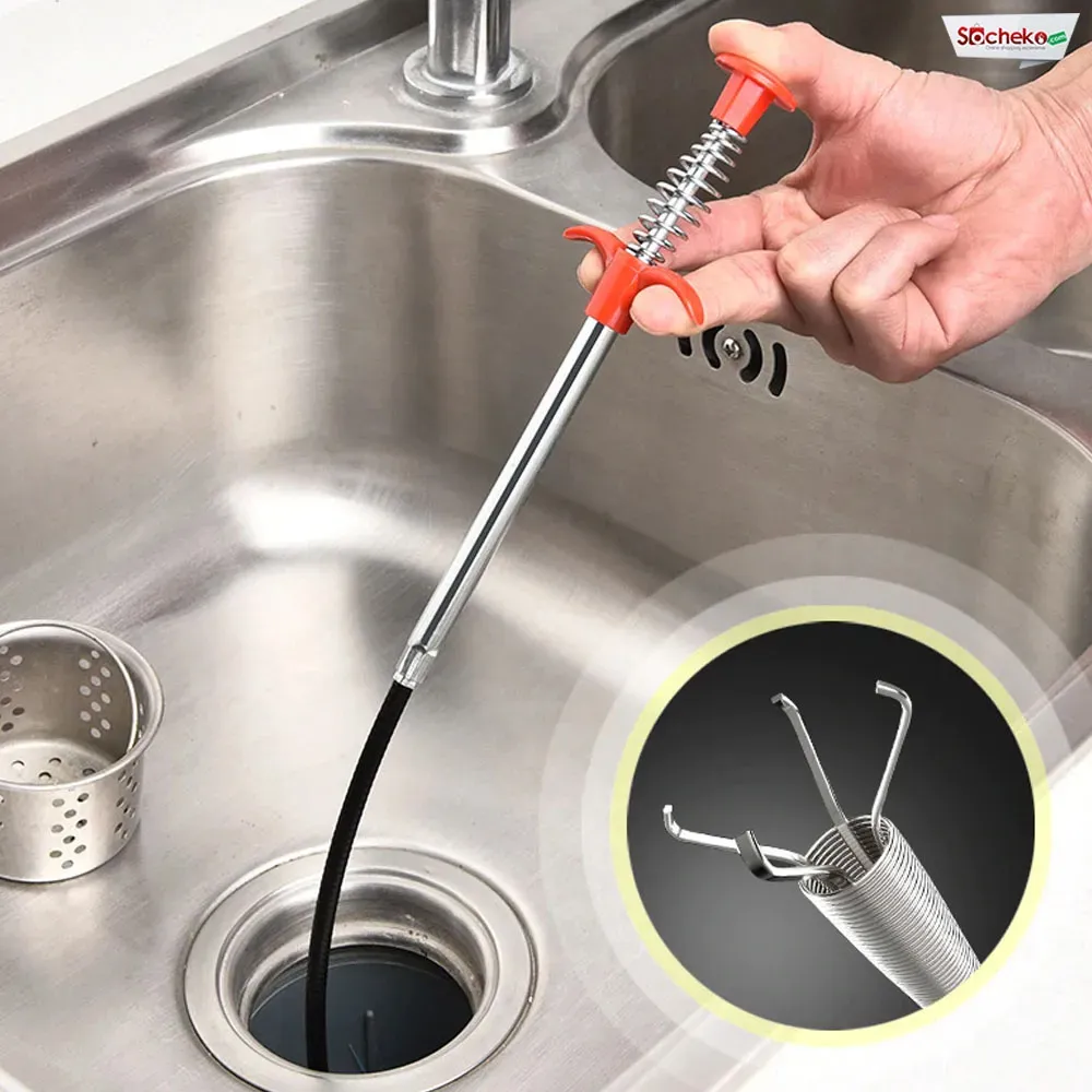 Rampro 22 Flexible Grabber Pickup Tool, Retractable Claw Retriever Stick,  Snake & Cable Aid, Use to Grab Trash & a Drain Auger to Unclog Hair from  Drains, Sink, Toilet & Clean Dryer