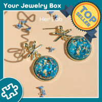 Her Lab Jewelry | Women S Natural Sleeping Beauty Turquoise Gemstone Gold Plated Pendant Earrings, Elegant Pendant Collection, Dress Accessories ส่งเสริมการขาย พื้นฐาน ป้องกัน