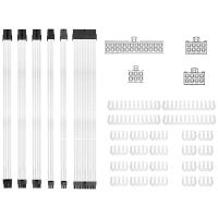 Braided ATX Sleeved Cable Extension Kit for Power Supply Cable Kit, PSU Connectors, with Cable Comb Set (White)