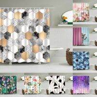 Baltan HOME LY1 Straight Marble Flower Cat Bath Shower Curtain Bathroom Curtain Curtain 3D Polyester