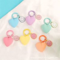 Ins Heart Keychain Smiley Metal Ring Buckle Exquisite Cute Ornaments Bag Pendant Car Keychain Key Ring 【AUG】
