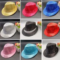 Men Women Jazz Hat Sequins Decorated Stage Dance Performance Party Holiday Hat Medicine  First Aid Storage