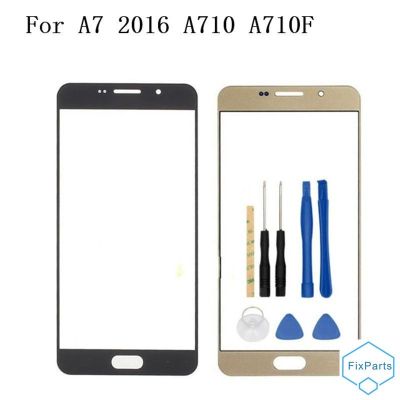 แผงหน้าจอสัมผัสสำหรับ A710 Samsung Galaxy A7 2016 A710F เลนส์กระจกด้านนอกด้านหน้า