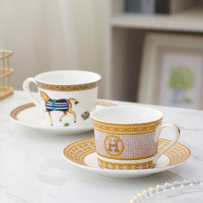 【High-end cups】150มิลลิลิตรถ้วยกาแฟยุโรปและ Satcre ที่มีคุณภาพสูงแก้วกาแฟเซรามิกชุดน้ำชายามบ่ายสำหรับโฮมออฟฟิศ