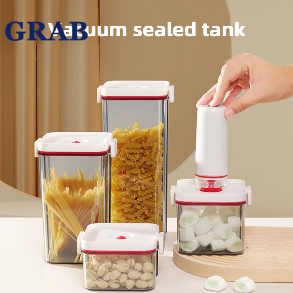 Vacuum Crisper Sealed Tank Large Capacity Clear Food Storage Containers  Vacuum Seal Jar With Hand Pump And Timer Kitchen Gadgets