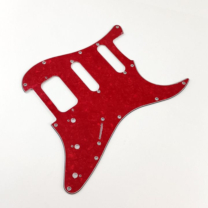 11-holes-electric-guitar-pickguard-ssh-hss-guitar-scratch-plate-amp-screws-fit-st-guitar-parts-red-pearl