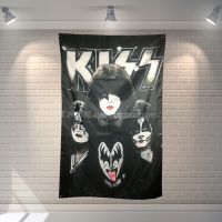 KISS rock band poster banner 4 holes hanging flags 56X36 inches Games billiards hall decor wall background