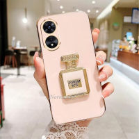 ปลอกโทรศัพท์มือถือสินค้าพร้อมส่ง A58 OPPO 4G / A58 NFC 2023เคสโทรศัพท์นิ่มชุบหลายสีใหม่พร้อมการเจาะ Flash น้ำหอมพับขาตั้งแต่งหน้าฝาครอบกระจกสำหรับ OppoA58 4G