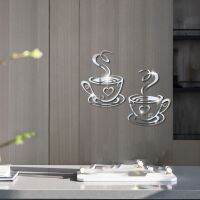 cup mirror wall stickers three-dimensional 3d self-adhesive layout restaurant kitchen door decoration cafe room decor