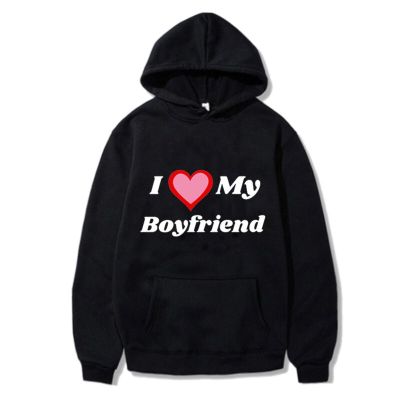 Gothic Streetwear Hoodies I Love My Boyfriend Letter Graphic Outfits Hoodies Women Aesthetic Pullover Couple Sweatshirt Party Size Xxs-4Xl