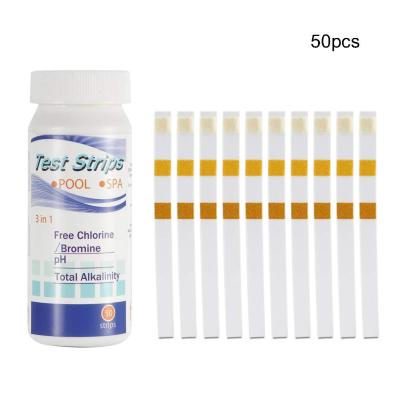 50pcs/bottle 3 in 1 Swimming Pool SPA Hot Tub Water Test Paper Residual Chlorine PH Value Alkalinity Hardness Test Strip Inspection Tools
