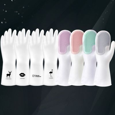 1/2PCS Dish Washing Gloves Magic Silicone Dishes Cleaning Gloves With Cleaning Brush Kitchen Wash Housekeeping Scrubbing Gloves Safety Gloves