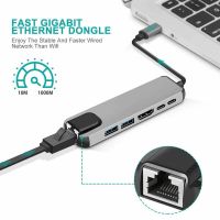 ✢₪ 6 in 1 Usb 3.0 Type-c Hub Hdmi 4k USB-C to Gigabit Ethernet Adapter