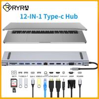 jianzhifen RYRA 12-In-1 USB Hub ประเภท Dual -Hdmi Rj45 USB หลากหลาย USB 3.0 Power Adapter แท่นวางมือถือสำหรับแล็ปท็อป Pd เกียร์