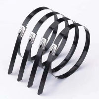 25pcs 4.6x50400 to 700mm Stainless Steel Cable Ties Locking Metal Zip-Exhaust Wrap Coated Multi-Purpose