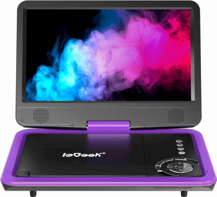 iegeek-portable-dvd-player-12-5-with-10-5-hd-swivel-screen-car-travel-dvd-players-5-hrs-rechargeable-battery-region-free-video-player-for-kids-elderly-remote-control-sync-tv-usb-amp-sd-purple