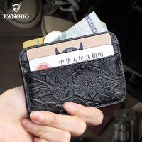 1 PCS Vintage Bank ID Card Wallet Handmade Genuine Leather Credit Card Holder Case Thin Slim Coin Purse Case Pack Bus Card Slot Card Holders