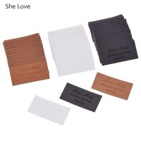 Chzimade 48Pcs/lot Handmade Clothes Garment PU Leather Labels For Jeans Bags Shoes Tags Diy Sewing Accessories Stickers Labels