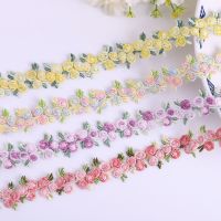 2Yards Embroidery Color Cherry Flower lace Trim Barcode DIY Clothes Necklace Collars Sewing Handmade Decoration Accessories Pipe Fittings Accessories