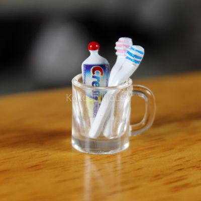 1/6แปรงสีฟันถ้วยยาสีฟันขนาดเล็กสำหรับ Ob11ตุ๊กตา Blyth Barbies Pullip ตุ๊กตาของเล่นเฟอร์นิเจอร์ในบ้าน