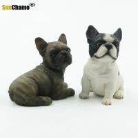 New French Bulldog Sitting Posture Small-Scale Bullfighting Car Interior Fitting Simulation Animal Dog Model Figurines Miniature