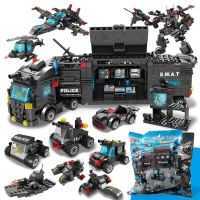 HOT!!!⊙♀☃ pdh711 SWAT Police Station truck model Building Blocks City machine Helicopter Car Bricks Educational Children Toys For Lego