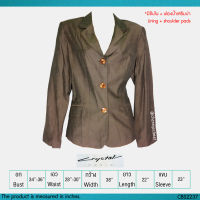 USED Crystal Paris - Glossy Brown Suit | เสื้อสูทสีน้ำตาล เสื้อเบลเซอร์ เสื้อคลุม แขนยาว คอวี ผ้าเงา ทำงาน สีพื้น แท้ มือสอง