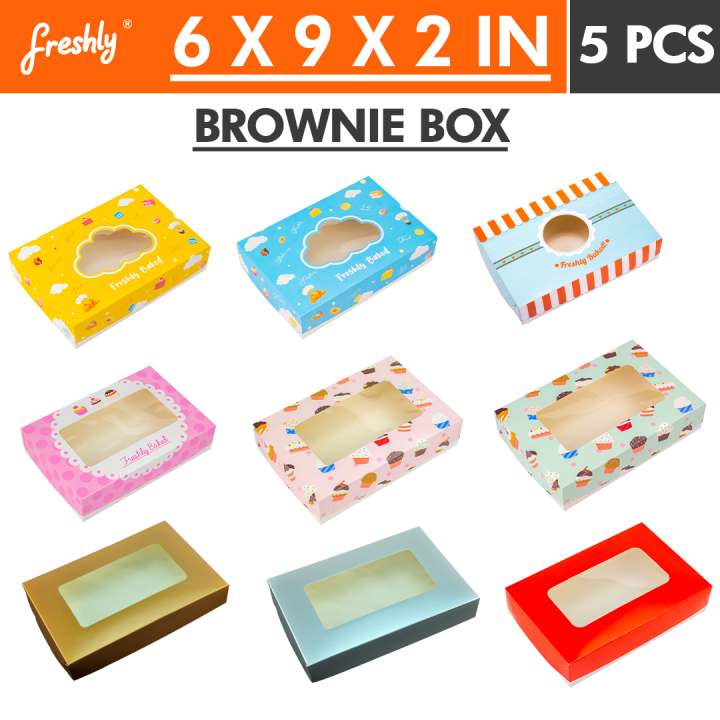brownie-box-6-x-9-x-2-inches-5-sets-printed-design-plain-color