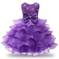 Cute Bowknot Dress Kids Girl Princess Dress Party Wedding Clothing Sequined Puffy skirt Children Catwalk Dresses Costume