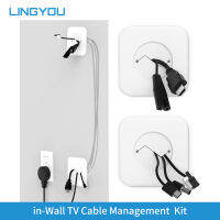 LINGYOU Wall-Mounted TV Cord Hider with Cable Organizer Kit - DIY HDMI Cable Concealer with In-Wall Cable Management Kit 2Pcs Cable Management