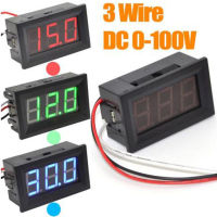 สีแดงเขียวน้ำเงิน3สาย DC 0-100V 0.56 "เครื่องวัดแรงดันไฟฟ้าแบบดิจิตอล LED รถยนต์รถจักรยานยนต์เครื่องตรวจจับโวลต์มิเตอร์