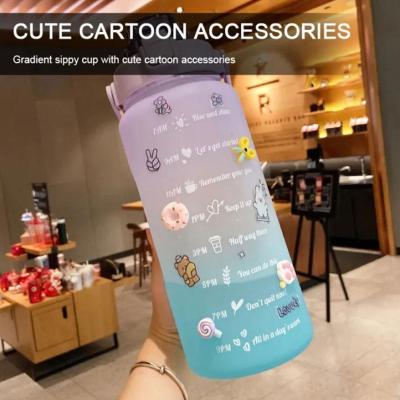 2000ml Color Changing Kettle Water Bottle With Straw Sport Kettle Outdoor Cup Q0E3