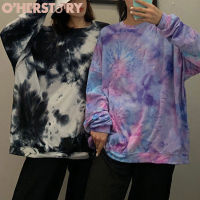 พร้อมส่งร้านในไทย สเวตเตอร์ OVERSIZE เสื้อกันหนาวพิมพ์ลายมัดย้อมสีสันน่ารักสดใส