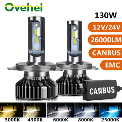 OVEHEL ไฟรถ H4 LED CANBUS LED H7 26000LM H11 ไฟหน้าหลอดไฟ H1 H3 H9 9005 9006 HB3 HB4 4300K 6000K สำหรับรถบรรทุก 12V 24V-Laojie
