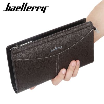 （Layor wallet）กระเป๋าถือผู้ชาย,กระเป๋าสตางค์หนังนิ่มยาวแฟชั่น Baellerry ความจุขนาดใหญ่กระเป๋าสตางค์ผู้ชายอเนกประสงค์กระเป๋าถือธุรกิจคลาสสิก