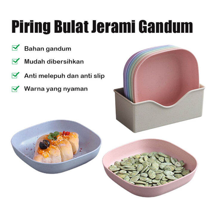 Piring Makanan Piring Persegi Jerami Gandum Piring Persegi Jerami