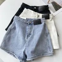 Korean Version Of High Waist Solid Color Casual All-Match Slim Outerwear American Short Hot Girl Denim Shorts For Women